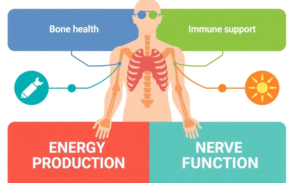 Diagrama cu funcțiile mineralelor în corpul uman